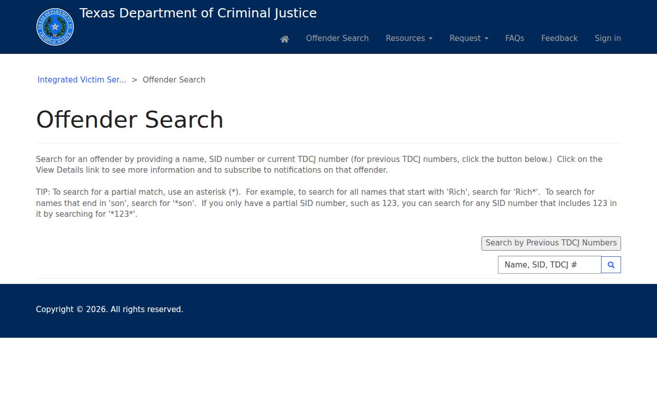 Lubbock County residents directory Texas Department of Criminal Justice offender search