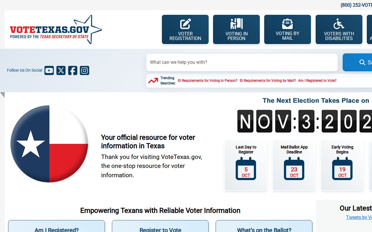 Lubbock County residents directory VoteTexas voter lookup entry point