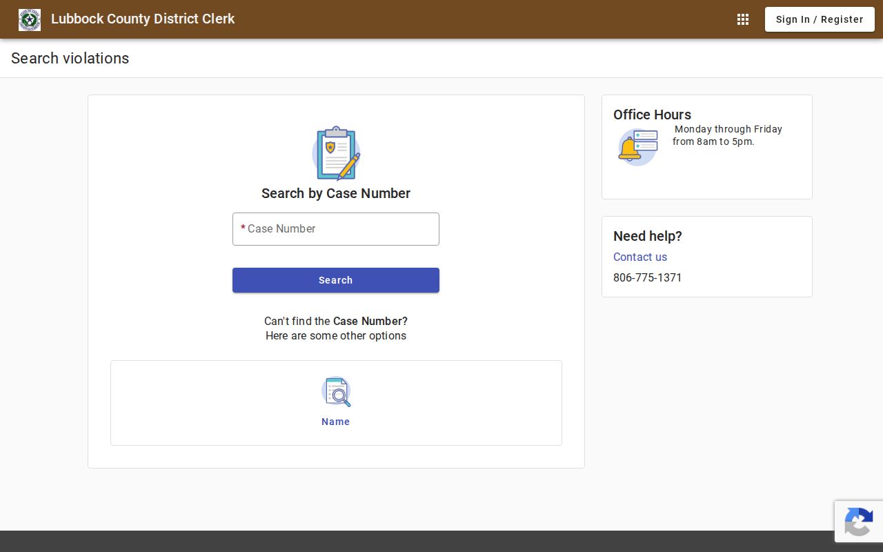 Lubbock County residents directory District Clerk court search portal