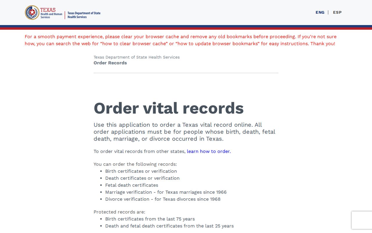 Lubbock County residents directory Texas OVRA vital-record order portal