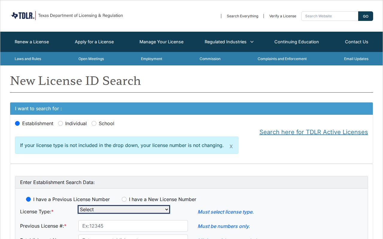 Lubbock County residents directory TDLR license search